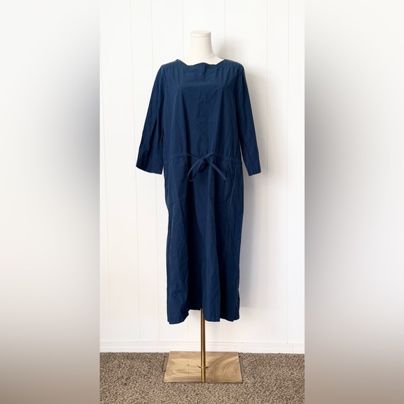 NWT Bergfabel Mara Midi Dress 44 in Deep Blue Italian Made Designer Large - Picture 3 of 12